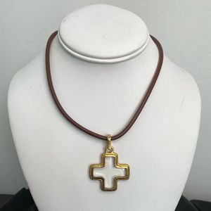 Coach Glass, metal & leather rope necklace